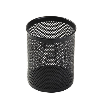 齐心(Comix)笔筒 金属网格圆形 黑色B2002