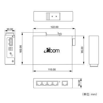 itcom工业交换机5口 百兆非网管安防监控PLC以太网络集线器DIN导轨式不含电源IT168-3500-10-5TX