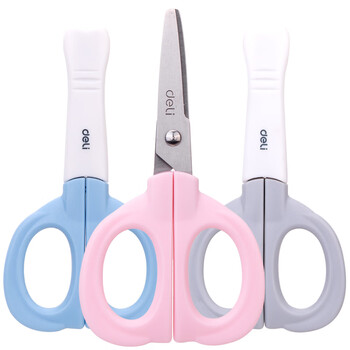 得力（deli）儿童剪刀剪子卡通大象小学生安全手工剪刀圆头美工小剪刀文具一年级幼儿园3-6岁 红色6070