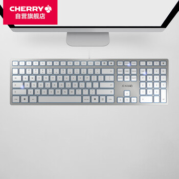 CHERRY樱桃 KC6000薄膜键盘 办公键盘 超薄SX剪刀脚 商务家用电脑有线轻音全尺寸 银色 CHERRY樱桃 KC6000薄膜键盘 办公键盘 超薄SX剪刀脚 商务家用电脑有线轻音全尺寸 银色