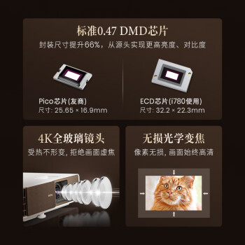 明基（BenQ）i780 投影仪 投影仪家用 投影机（4K超高清 3200流明 支持侧投 HDR10+HLG 智慧调光 磁吸滑盖）