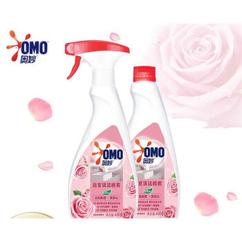 奥妙（OMO）清洁剂 浴室清洁喷雾海盐玫瑰香型 2X480G+手帕纸1包