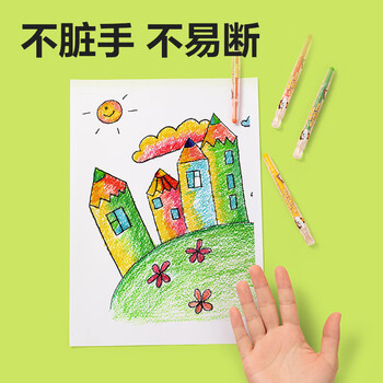 得力（deli）24色有点艺思圆杆旋转蜡笔(24色/盒)可水洗儿童油画棒涂色笔旋转出芯HM855-24美育工具