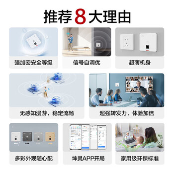 华为全屋WiFi6套装2吸顶AP面板+4双网口86面板AP+8口路由交换一体机 1800M无线AP千兆路由器AC+AP套装