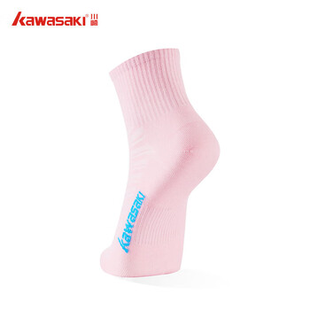 川崎（KAWASAKI）羽毛球袜跑步透气女款运动袜A6202 粉紫蓝(三双装) 均码