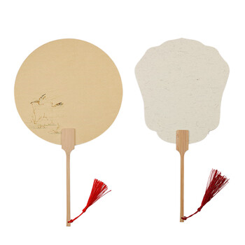 漢墨纸团扇 双面加厚空白扇面半生熟中国风儿童夏季手绘书法国画正圆麻宣款扇子 文房diy创作品