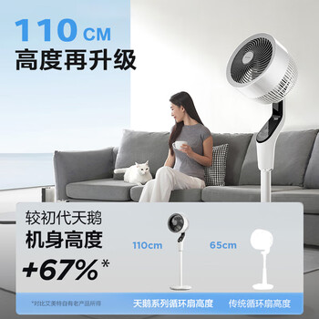 艾美特（AIRMATE）【白天鹅MAX】语音智能空气循环扇18档直流变频家用电风扇落地扇一级能效负离子净化 FA23-SRDI151