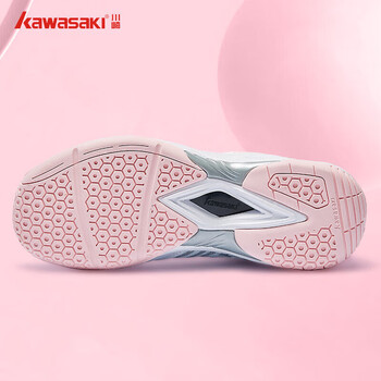 川崎（KAWASAKI）羽毛球鞋女款专业减震耐磨透气运动鞋综合训练鞋K-003D 白粉 38