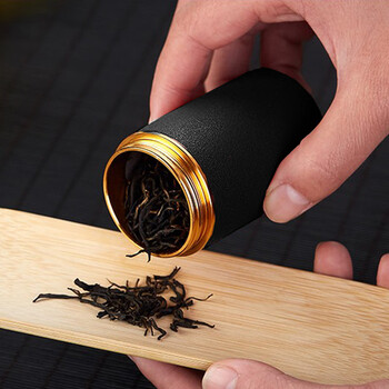 逸居客（YIJUKE）黑陶茶叶罐便携铝合金小茶罐旅行茶叶罐装茶储存罐分装盒