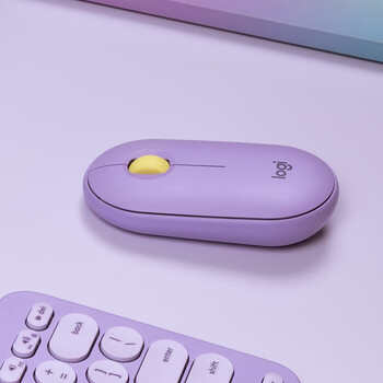 罗技（Logitech）LOGITECH PEBBLE 无线蓝牙鼠标 静音鼠标 办公鹅卵石造型 轻薄便携 时尚小巧 星幕紫