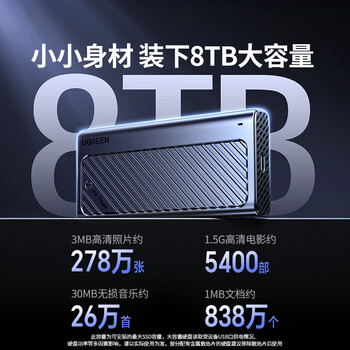 绿联 USB4硬盘盒M.2 NVMe移动硬盘盒40Gbps 兼容雷电3/4 适用苹果Macmini笔记本SSD外置固态