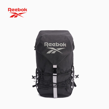 锐步防泼水轻量化双肩包多隔层耐磨运动背包透气可调肩带 黑色加大号