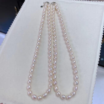 法路纳78mm米形珍珠项链时尚轻奢淡水珍珠吊坠串珠项链饰品女项链批发