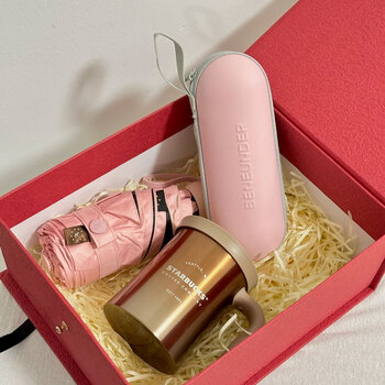 蕉下胶囊黑胶晴雨伞搭配星巴克幸运金款桌面杯套装