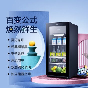海尔（Haier）120升智能双温家用客厅办公室冷藏柜暖藏冰吧 茶叶饮料水果保鲜柜囤货小型冰箱