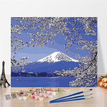 富士山 油彩画 木製フレーム付き 【値下げ中❗️】約40cm x 30cm 日本画額/紘黒フレームセット F6号 伊藤渓山 「赤富士」 459×550