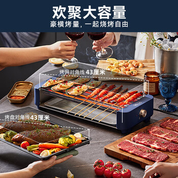 小熊（Bear）电烤炉 烧烤炉 电烤盘 烤盘 烤串机烧烤架烤肉盘家用大功率不粘烤肉炉 DKL-E20G1