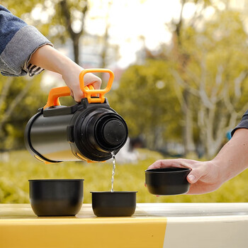 乐扣乐扣（LOCK&LOCK）大容量保温壶户外旅行露营不锈钢便携车载式手提暖壶2.2L黑色