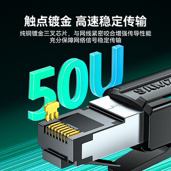 山泽八类网线游戏电竞级万兆网络线 CAT8类纯铜双屏蔽8芯双绞线家用电脑宽带成品跳线兼容千兆黑色15米