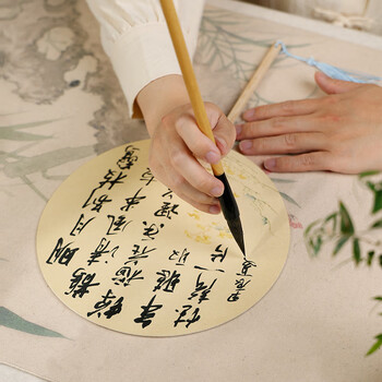 漢墨纸团扇 双面加厚空白扇面半生熟中国风儿童夏季手绘书法国画正圆麻宣款扇子 文房diy创作品