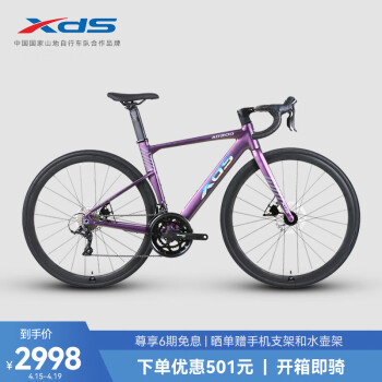 喜德盛（xds）公路自行车AD300线拉油碟刹18速成人 24款幻彩紫/银 700C*540