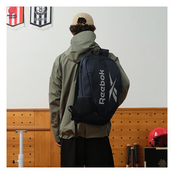 锐步防泼水轻量化双肩包多隔层耐磨运动背包透气可调肩带 蓝色