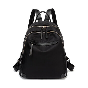包女背包2019新款韩版潮百搭牛津布帆休闲时尚书包女士旅行式 黑色