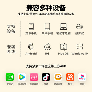 山泽 手机无线投屏器 4K高清HDMI音视频同屏传输器 适用苹果安卓华为手机电脑电视显示器投影仪WP02