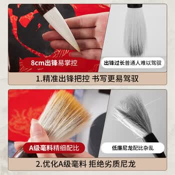 玉水湖提斗抓笔写对联专用毛笔书法春联大号斗笔兼毫自写斗方福字创作成人榜书国画高档专业狼毫特大号