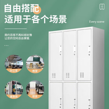 施尔福 更衣柜铁皮柜员工宿舍柜存包柜带锁鞋柜储物柜常规款六门更衣柜