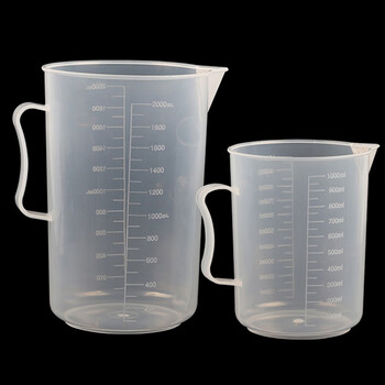 江玻 塑料量杯带刻度大容量塑料烧杯透明测量计量杯水杯有手柄带把手烧杯 直柄塑料量杯1000ml