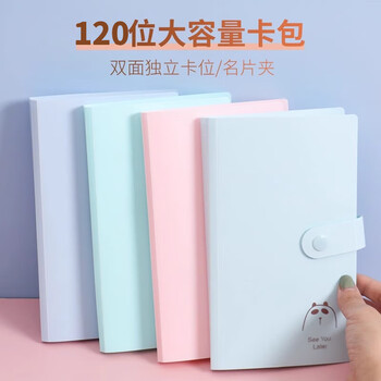 递乐 小卡收纳册120卡学生火车票收藏册拍立得简约名片夹透明卡包盲盒卡片追星卡册 ECL-037粉色