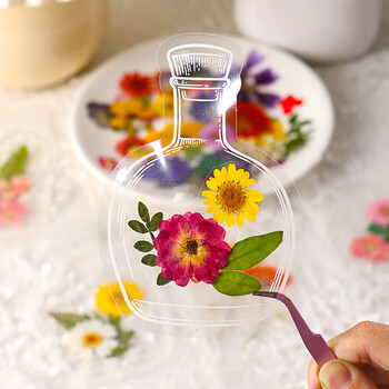 佳茉【热门商品】透明干花书签手工diy材料标本pvc塑封膜创意植物树叶压花瓣瓶26朵收集夏天