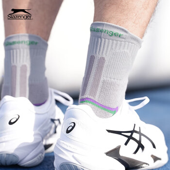 史莱辛格（Slazenger）功能网球袜男女加厚吸汗防脱羽毛球袜透气运动袜3双装 男士灰色