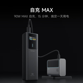 CUKTECH酷态科【3C认证可上飞机】10号超级电能棒10000毫安充电宝120W多口150W快充支持笔记本苹果17/小米