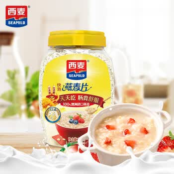西麦全粒快熟燕麦片1000g桶冲饮谷物营养早餐膳食纤维无额外添加蔗糖