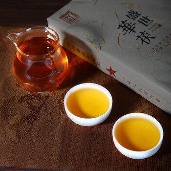 白沙溪茶叶安化黑茶湖南特产金花茯茶砖茶盛世华茯茶叶礼盒800g送礼袋