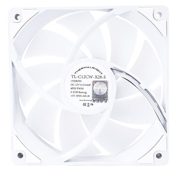 利民（thermalright）TL-C12CW-X28-S 白色28MM厚度性能均衡ARGB灯光风扇 支持神光同步 4PIN PWM 1550转速
