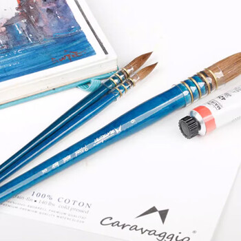 马蒂尼蓝胖子水彩画笔混合动物牛耳貂毛美术专业绘画大师级单支656-01