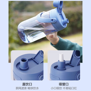 乐扣乐扣（LOCK&LOCK）大容量水壶运动吸管水杯健身便携冷水壶2L 黑色ABF795BLK
