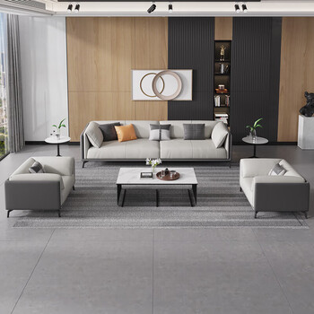 森菲亚办公沙发办公室商务接待会客洽谈简约沙发茶几组合 三人位 西皮