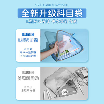 金蝶（kingdee）开学必备L型科目分类袋透明文件袋 拉链式网纱书袋考试专用袋子补习袋档案袋收纳袋大容量 绿色