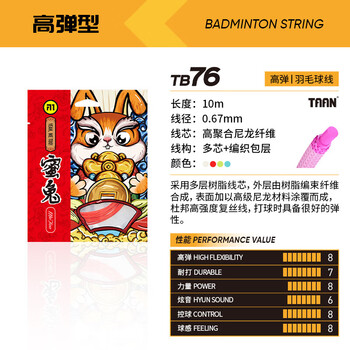 TAAN泰昂羽毛球拍线 2条弹性耐打训练羽毛球线TB76不虎淡蓝色 TAAN泰昂羽毛球拍线 2条弹性耐打训练羽毛球线TB76不虎淡蓝色