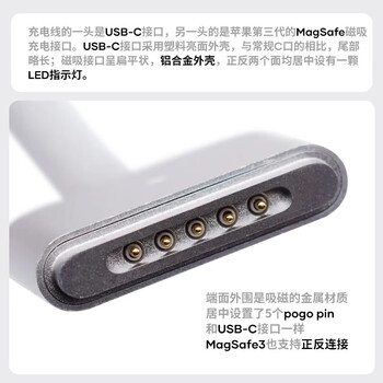 米瑞思（mryc）苹果电脑MacBookPro A2442 A2681笔记本充电器USB-C转MagSafe3连接线M1M2磁吸Air电源适配器Type-C