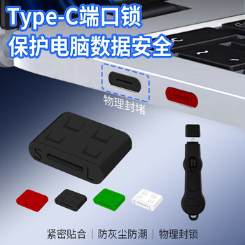 索厉 TYPE- C端口锁物理安全锁接口锁 可拆卸带钥匙 接口防盗防尘/工具3把+白色塞子50个装/20523