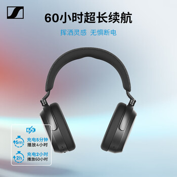 森海塞尔（Sennheiser）MOMENTUM 4 无线耳机 大馒头4主动降噪 头戴式耳机 石墨色 礼物