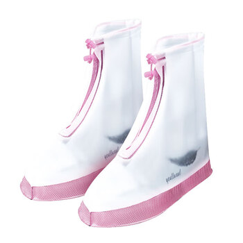 米波迪（Meebordi）雨鞋套防雨防滑鞋套加厚耐磨底成人雨靴男女仿硅胶水鞋套 粉边L