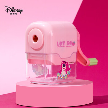 迪士尼（Disney）小学生削笔机 简约手摇铅笔削笔刀/卷笔刀/转笔刀 儿童女孩便携削笔器开学季礼物 草莓熊