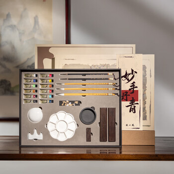 張小鳳文房四宝套装毛笔套装毛笔书法初学入门笔墨纸砚全套国画套装礼盒【妙手丹青基础款13件套】