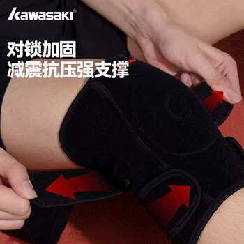 川崎（KAWASAKI）运动护膝男女吸汗速干防滑护具跑步骑行K1E00-B3462黑色单只装